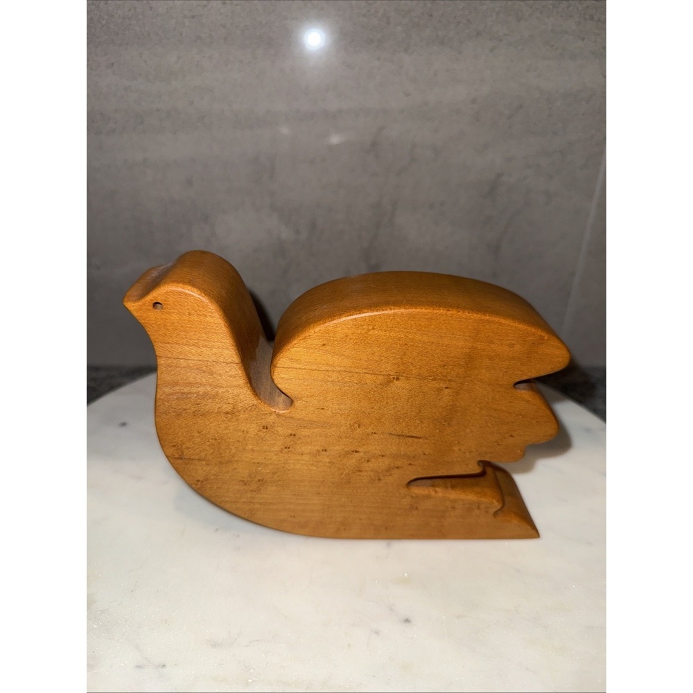 HAND CARVED Smooth WOOD Peace DOVE BIRD Signed 87'